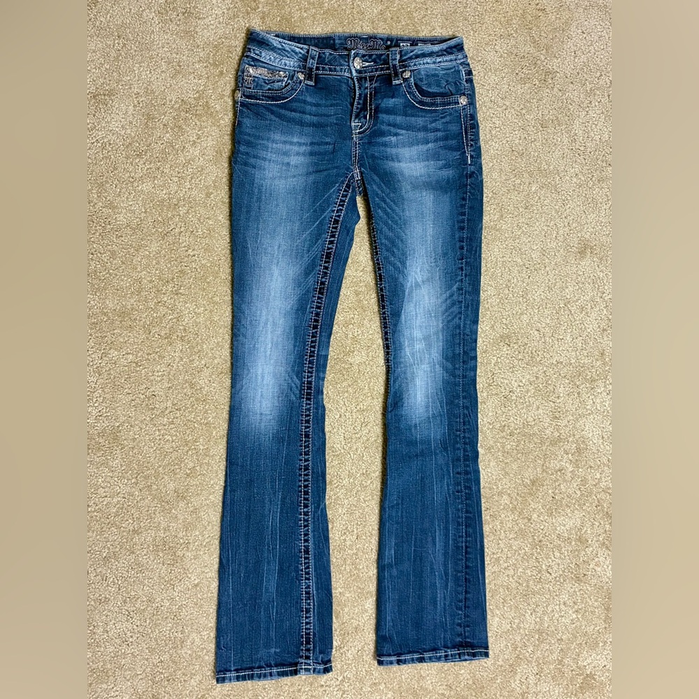 Miss Me vintage boot cut Y2K cross embellished feather pockets jeans 27